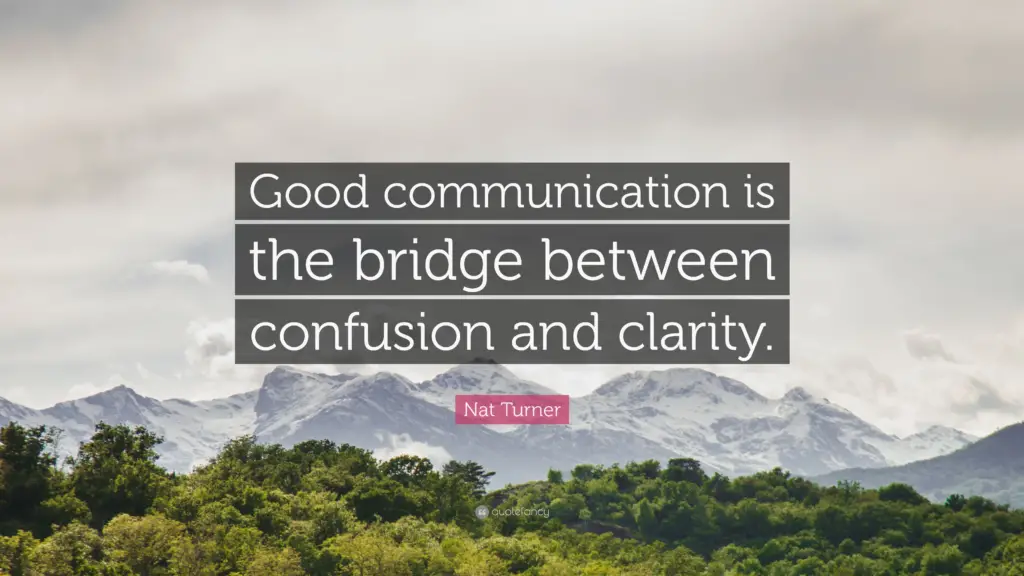 Good communication is the bridge between confusion and clarity